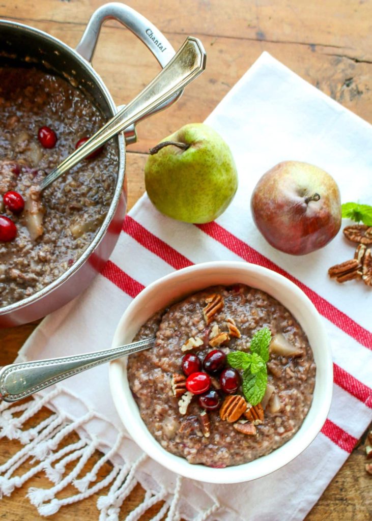 Steel Cut Oats with Cranberries and Pear